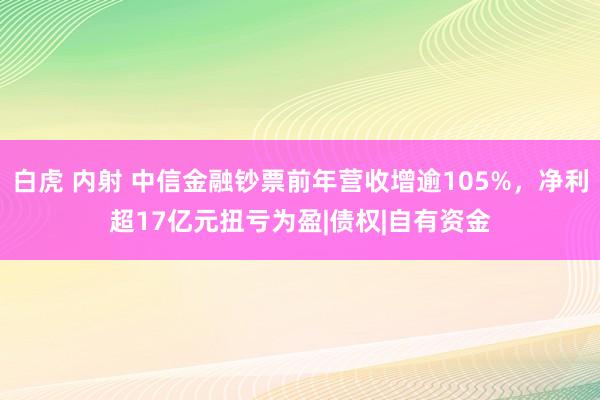 白虎 内射 中信金融钞票前年营收增逾105%，净利超17亿元扭亏为盈|债权|自有资金