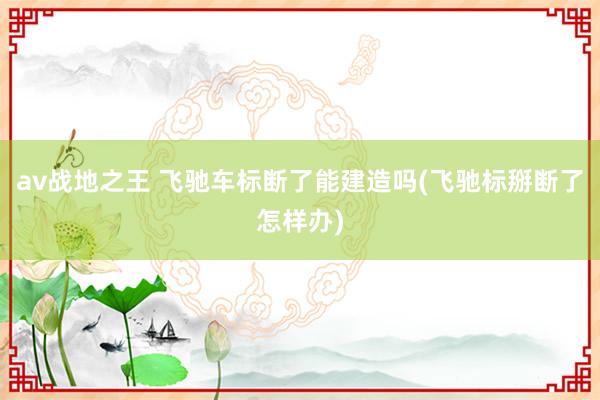 av战地之王 飞驰车标断了能建造吗(飞驰标掰断了怎样办)