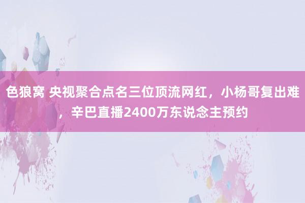 色狼窝 央视聚合点名三位顶流网红，小杨哥复出难，辛巴直播2400万东说念主预约