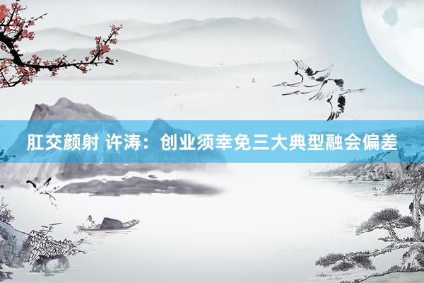 肛交颜射 许涛：创业须幸免三大典型融会偏差