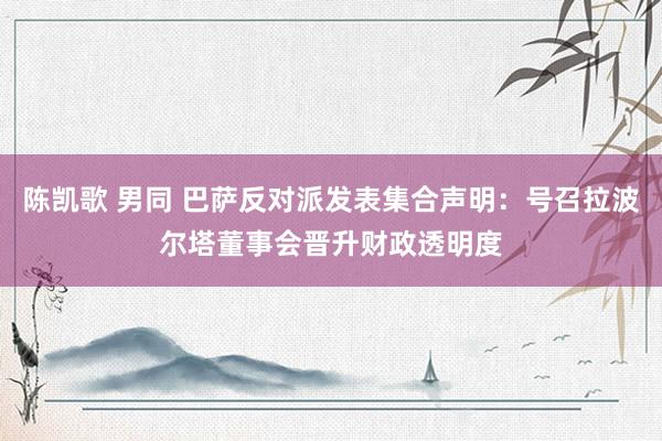 陈凯歌 男同 巴萨反对派发表集合声明：号召拉波尔塔董事会晋升财政透明度