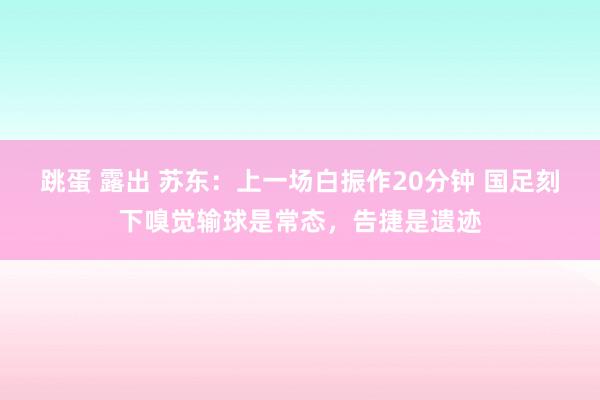 跳蛋 露出 苏东：上一场白振作20分钟 国足刻下嗅觉输球是常态，告捷是遗迹