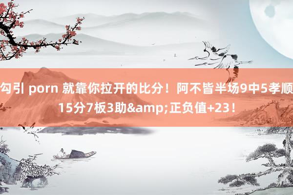 勾引 porn 就靠你拉开的比分！阿不皆半场9中5孝顺15分7板3助&正负值+23！